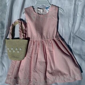 Draper James Pink Striped Sleeveless Dress with Embroidery
